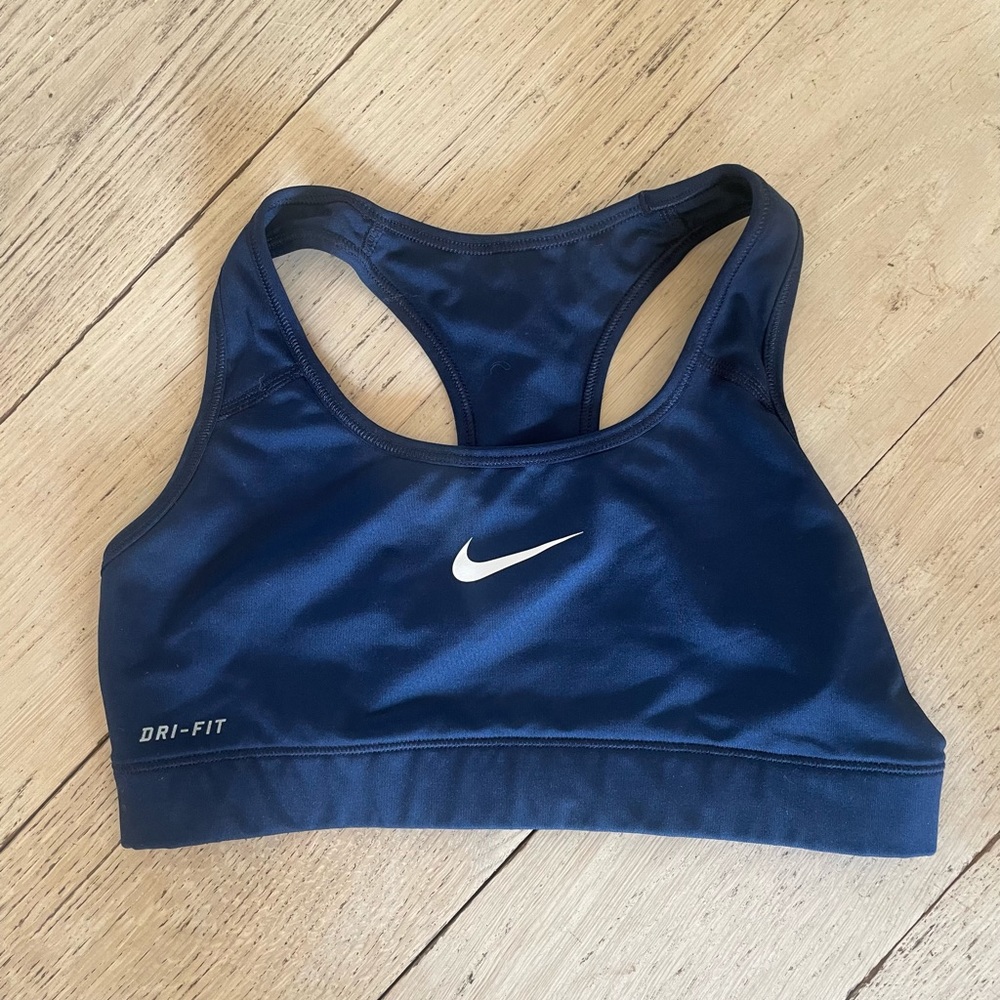 Nike Navy Dri Fit Racerback Unpadded Sports Bra